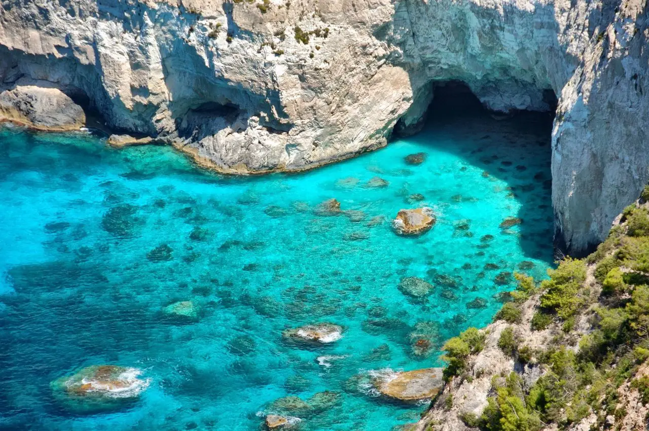 The purest water in the caves of Keri, Zakynthos, Greece.