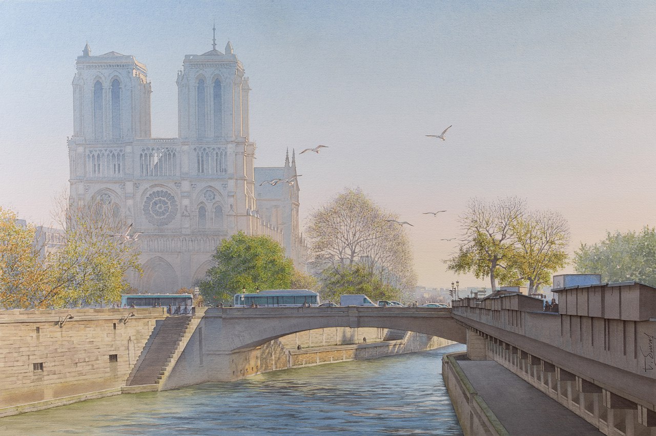 Notre-Dame Cathedral in watercolors by Thierry Duval
