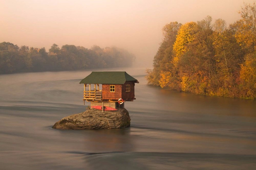 A house in the middle of the Drina River, Serbia
