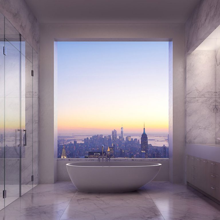 Вид из ванной в квартире стоимостью 95 миллионов долларов, Нью-Йорк