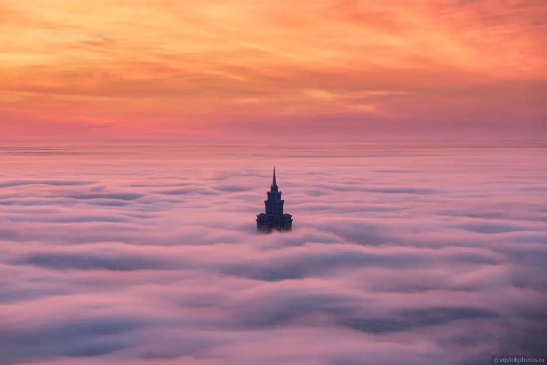 Морозная Москва во власти тумана. Красиво!