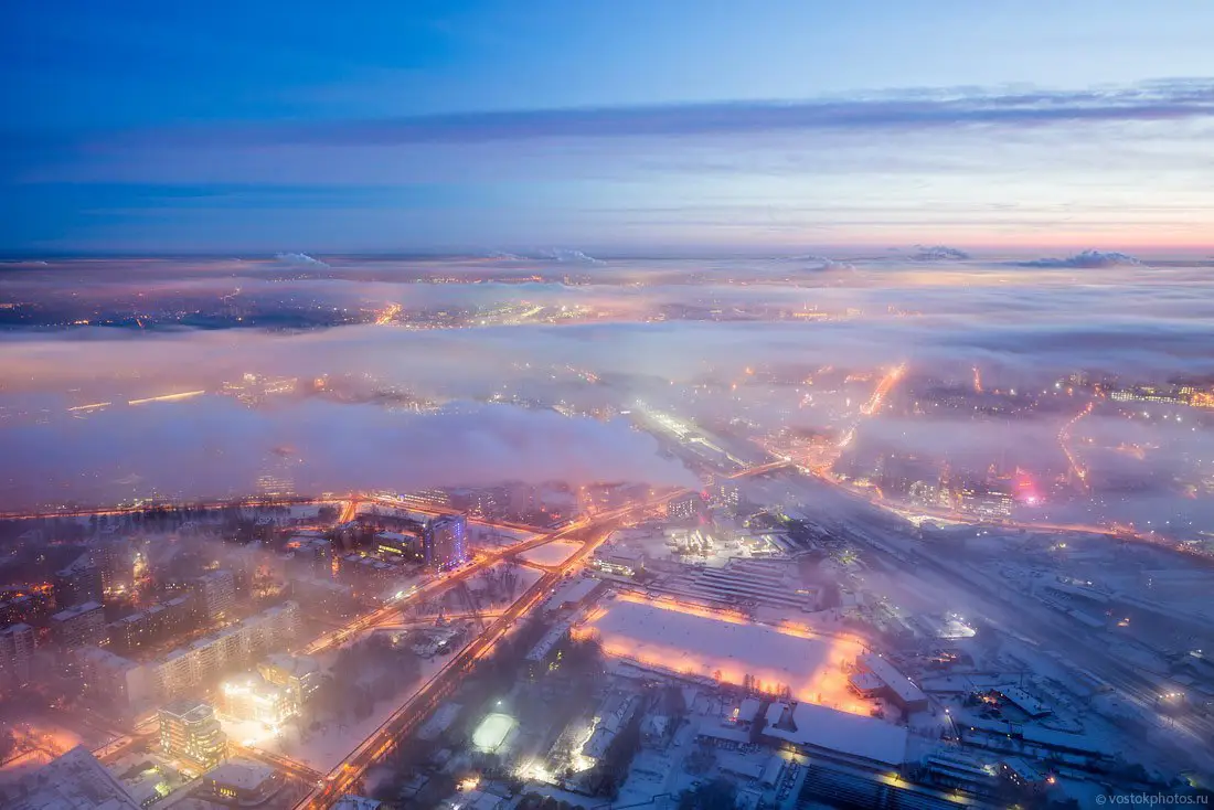 Морозная Москва во власти тумана. Красиво!