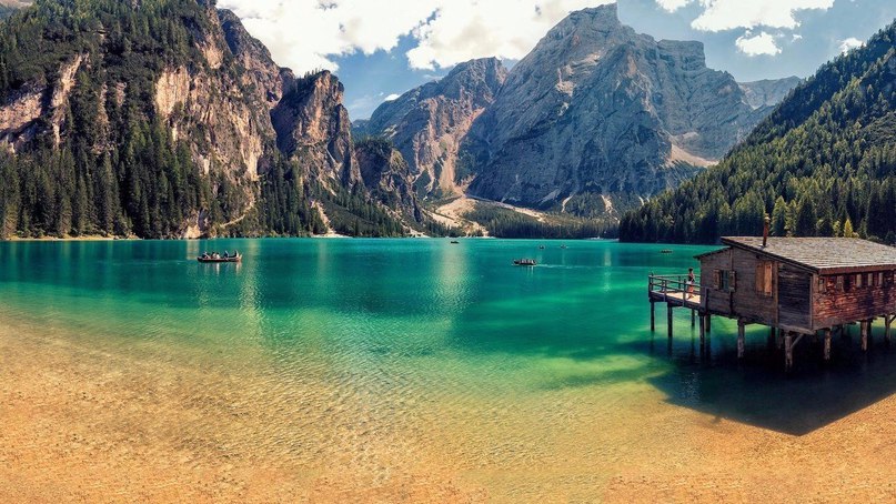 Mountain Lake Bryes in the Italian Alps