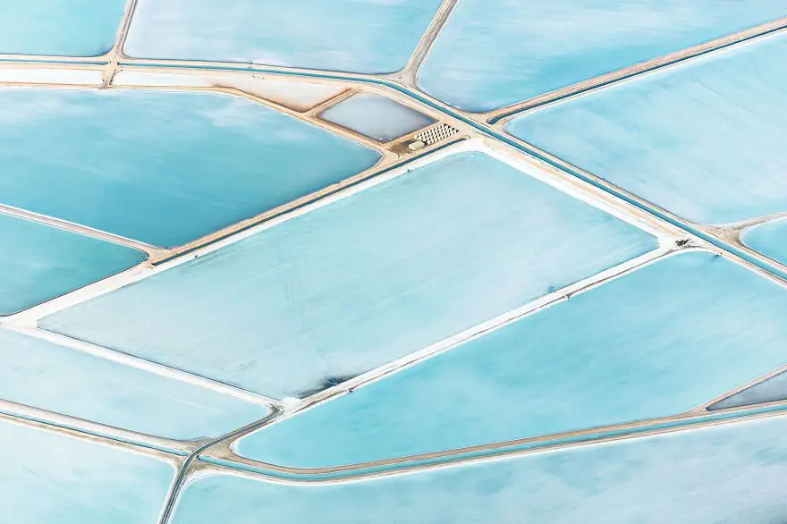 Blue salt fields in Australia