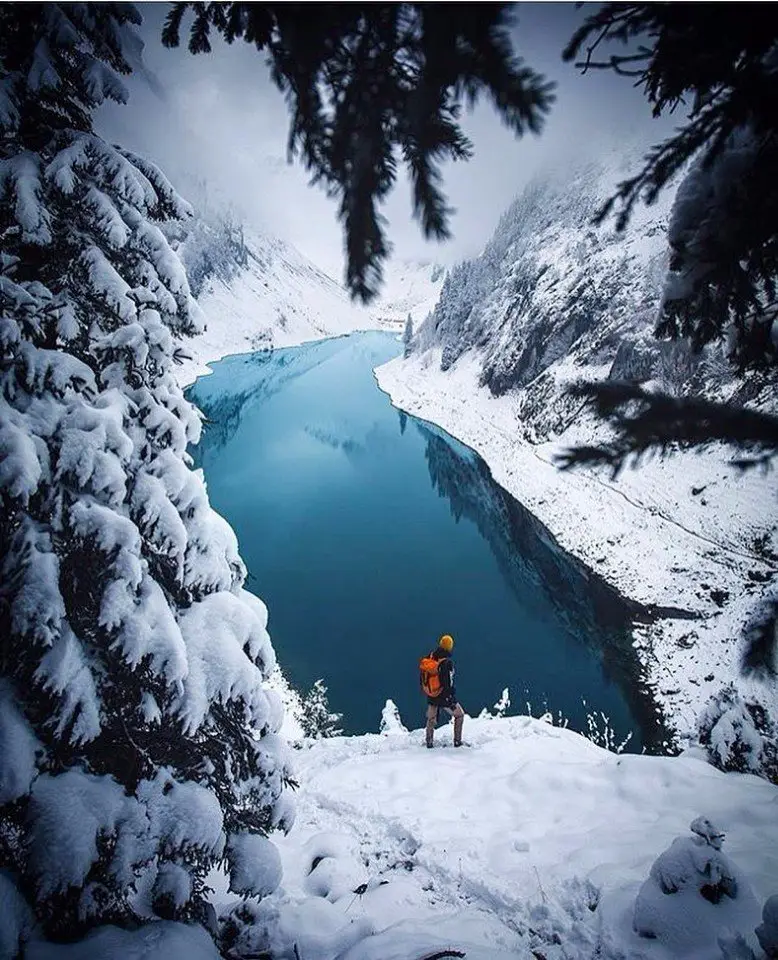 In the mountains of snowy Switzerland