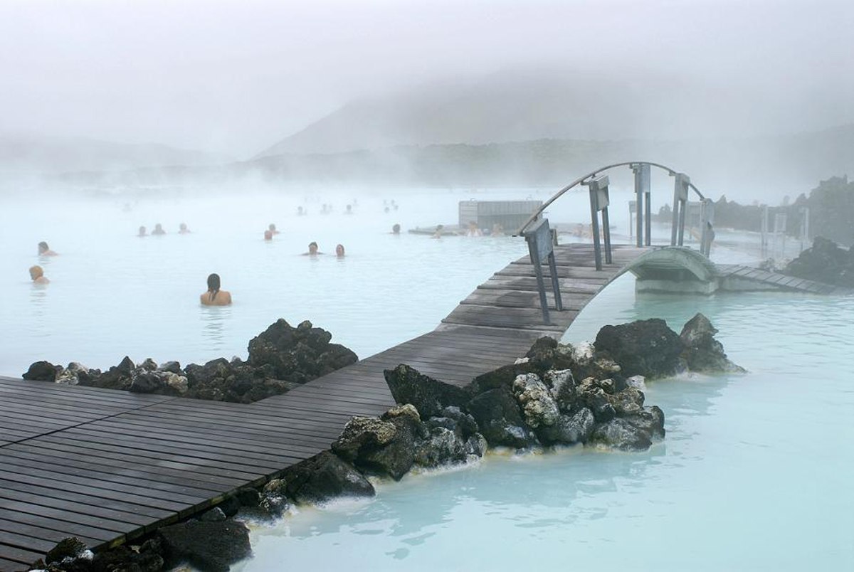 The blue lagoon in Iceland is a unique open-air natural pool.