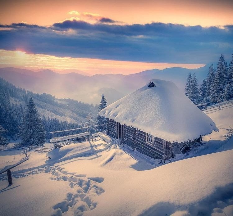 Snow-covered Carpathians