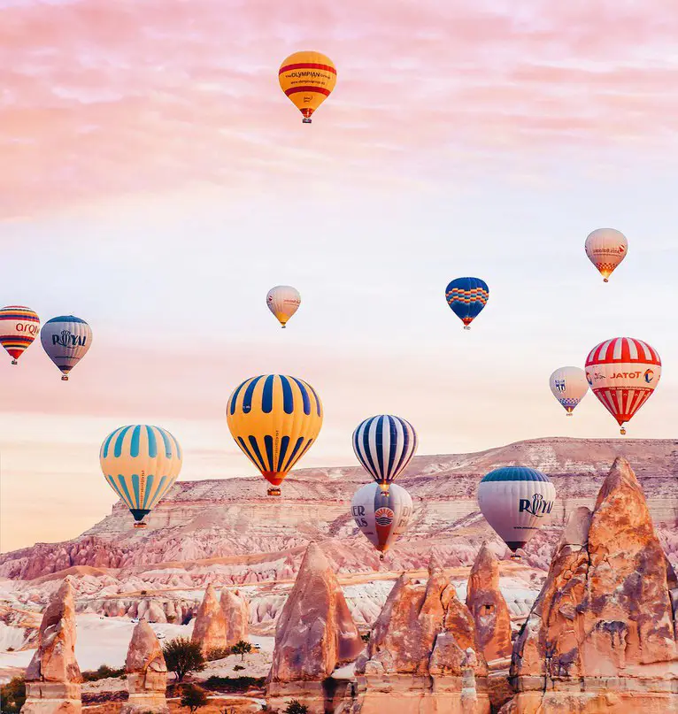Hundreds of balloons in the sky over Cappadocia, Turkey