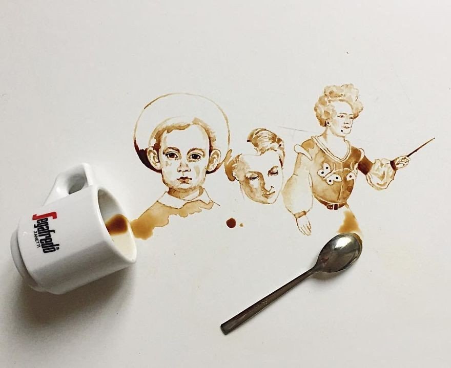 Кофейное искусство художницы Джулии Бернарделли