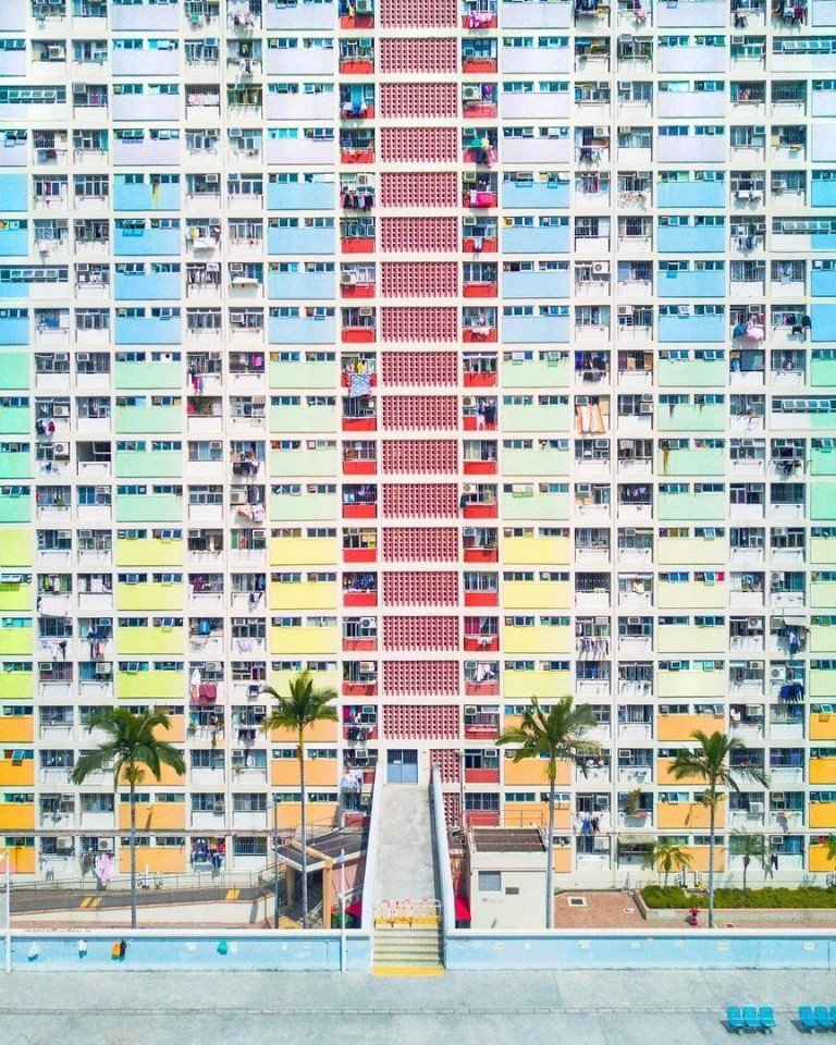 Bright colors of Hong Kong's skyscrapers