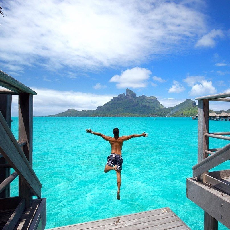 The azure waters of Bora Bora