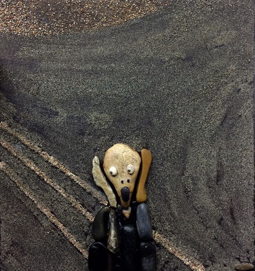 Стефано Фурлани собирает на пляже камни, а потом составляет из них удивительные картины: 