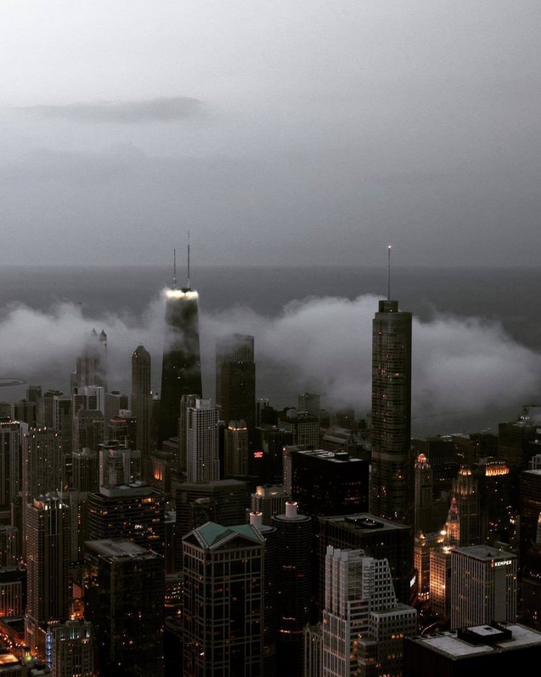 Туманные городские пейзажи Чикаго