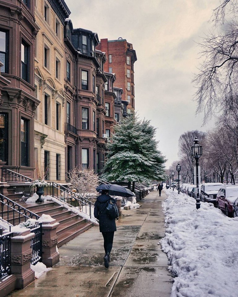 Зима на улицах Бостона, США