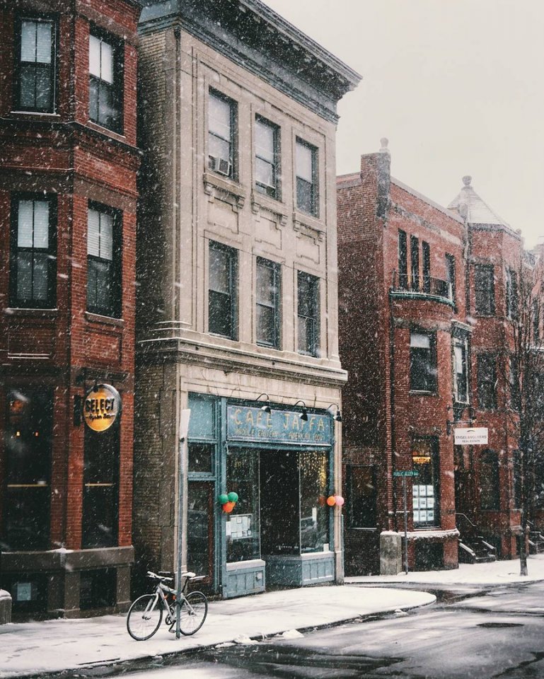 Winter on the streets of Boston, USA