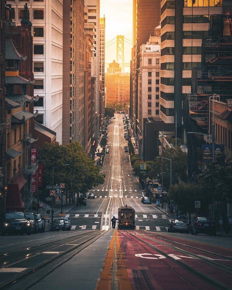 Золотой закат в Сан-Франциско 