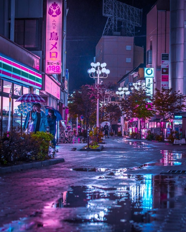 Neon evening in Japan