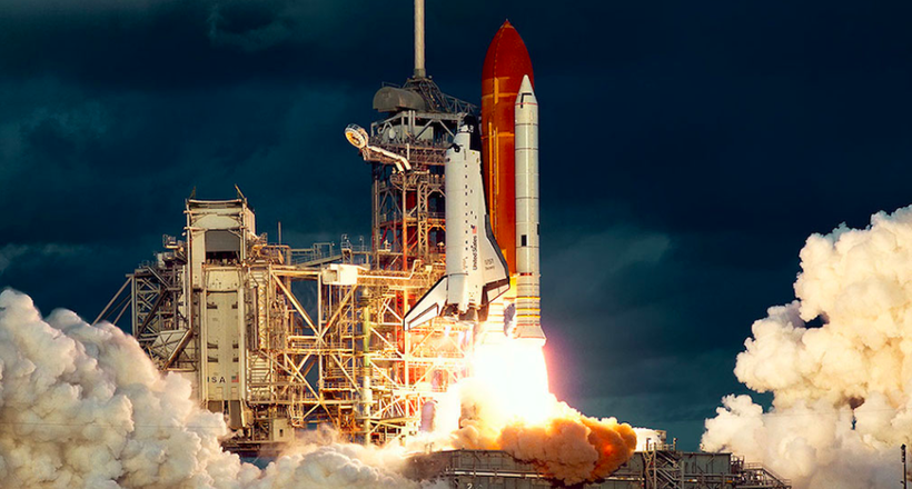 The photographer presented a historical archive of images of NASA space shuttles.