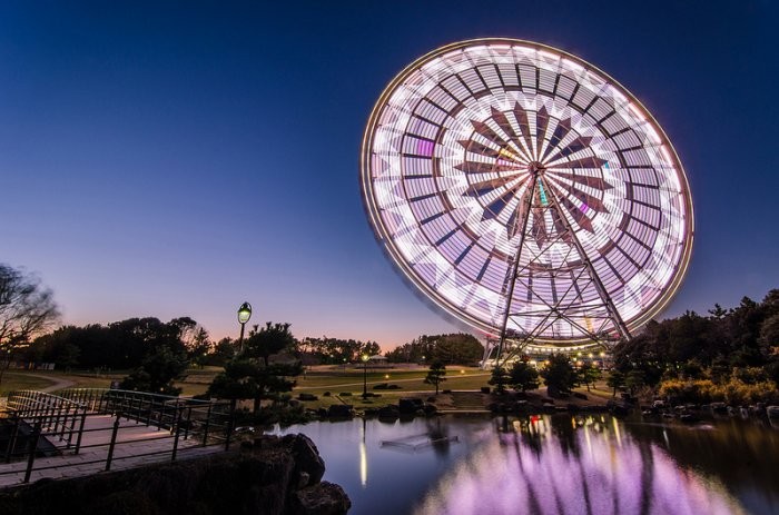 Ferris wheel on long exposure