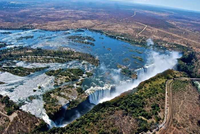 The unique waterfall of the Zambezi River