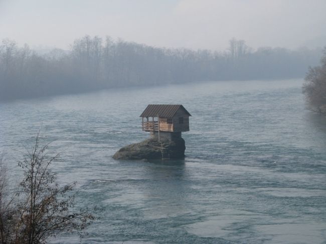 House on the river in Serbia