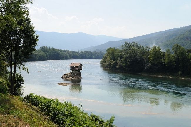 House on the river in Serbia