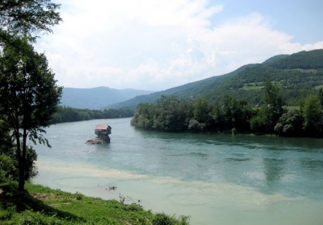 House on the river in Serbia