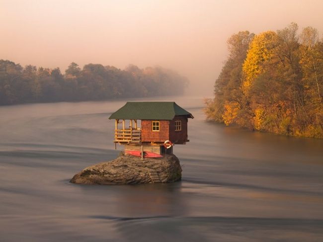 House on the river in Serbia