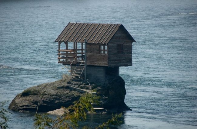 House on the river in Serbia