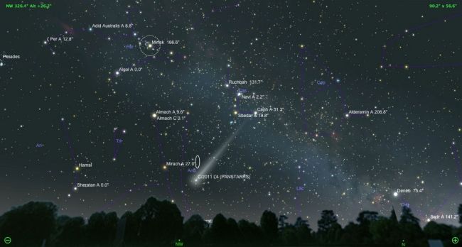 Comet Panstars appeared in the sky above the Earth