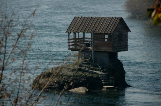 House on the river in Serbia