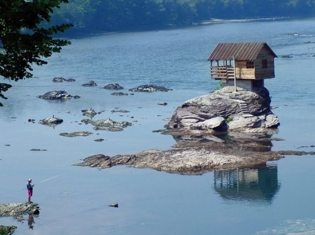 House on the river in Serbia