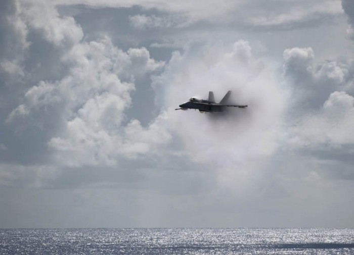 Photos of aircraft overcoming the speed of sound