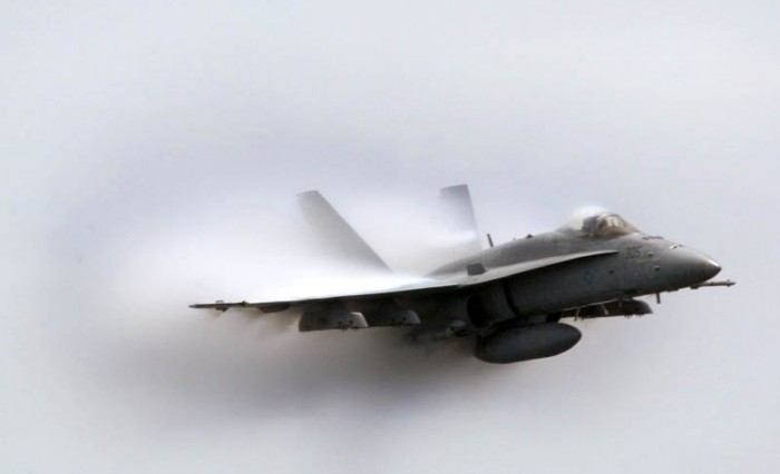 Photos of aircraft overcoming the speed of sound