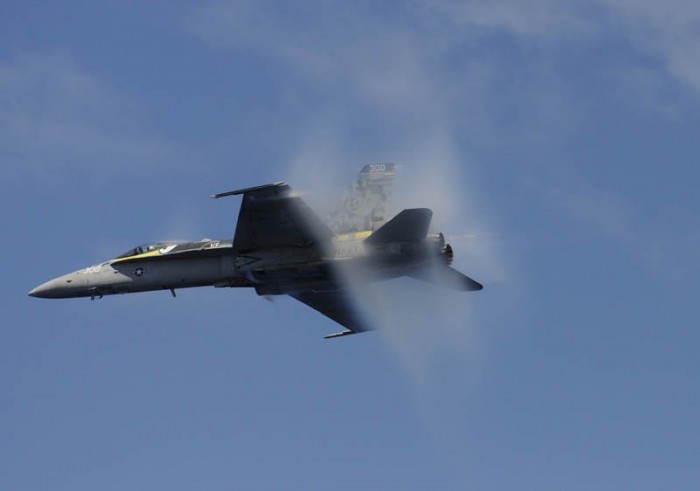 Photos of aircraft overcoming the speed of sound