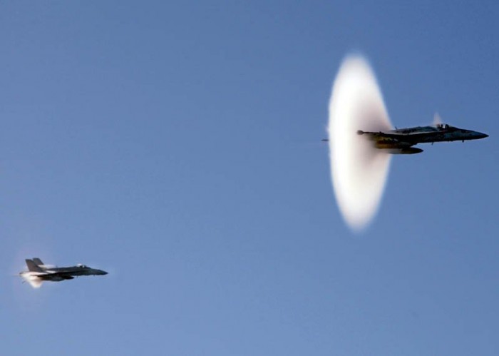 Photos of aircraft overcoming the speed of sound