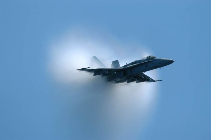 Photos of aircraft overcoming the speed of sound