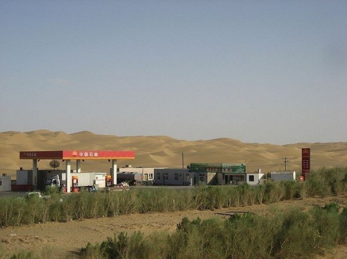 The green border of the world's longest highway through the desert