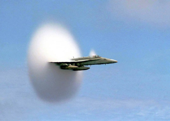 Photos of aircraft overcoming the speed of sound