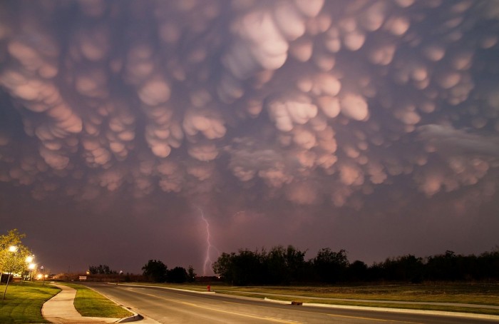 Unusual rare clouds Mammatus and Undulatus asperatus