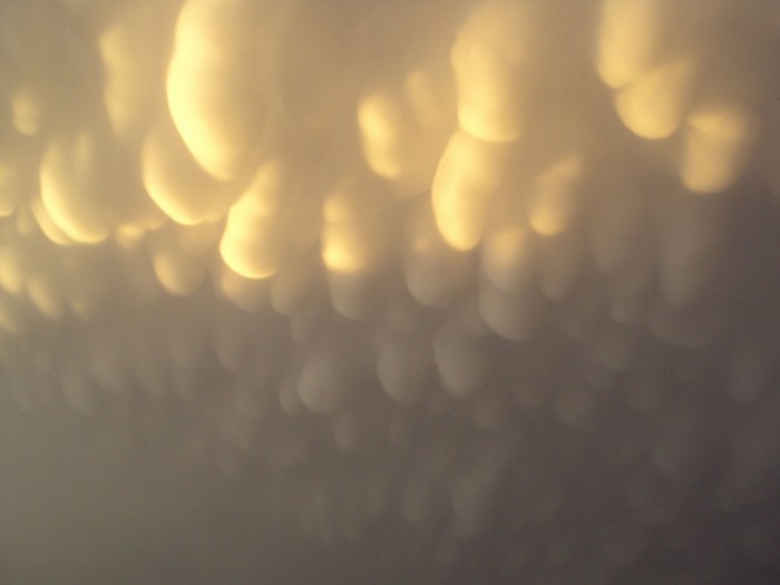 Unusual rare clouds Mammatus and Undulatus asperatus