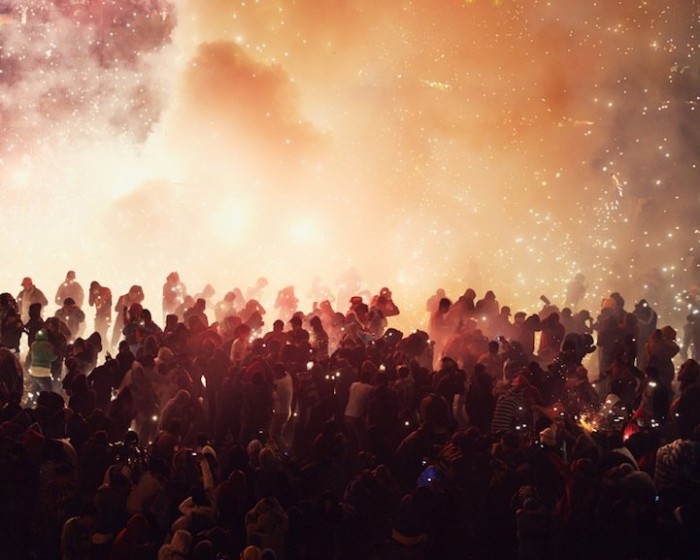 Fire and explosions of the festival of fireworks in Mexico