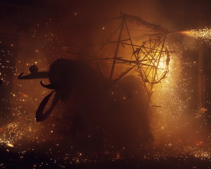 Fire and explosions of the festival of fireworks in Mexico