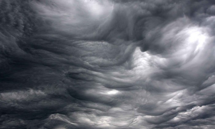 Unusual rare clouds Mammatus and Undulatus asperatus