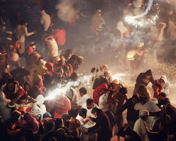 Fire and explosions of the festival of fireworks in Mexico