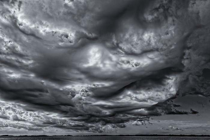 Unusual rare clouds Mammatus and Undulatus asperatus