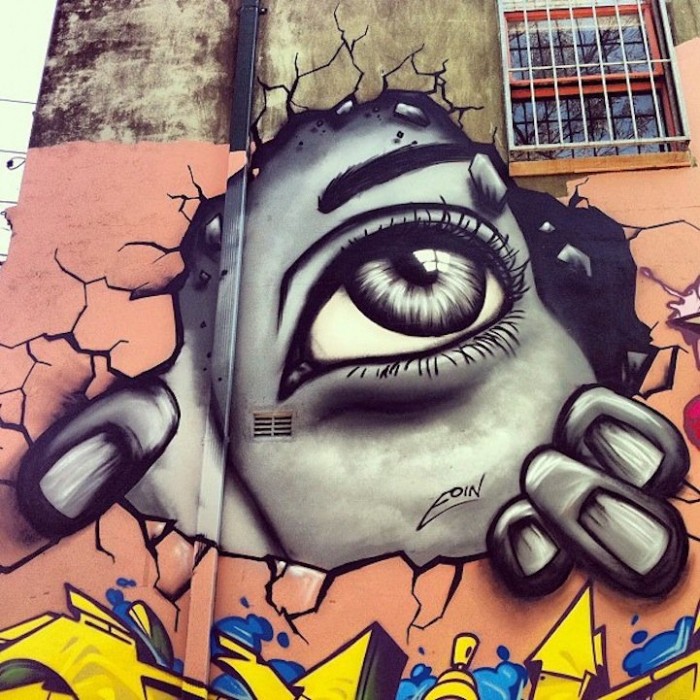 Блестящие глаза в стрит-арте Eoin