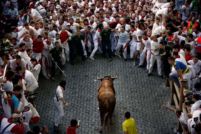 Фестиваль Сан-Фермін 2013 і втеча від биків