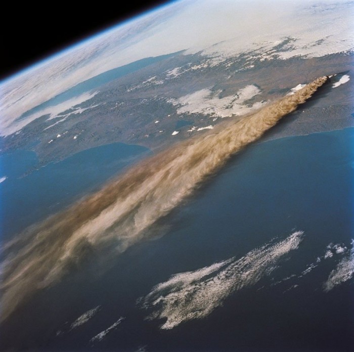 Photo of the eruption of volcanoes from outer space