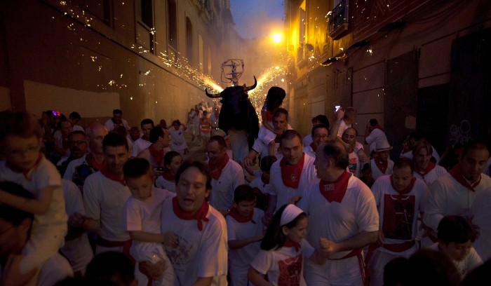 Festival of San Fermin 2013 and flight from the bulls
